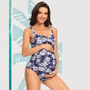 Maternity Swimsuit One Piece Front Cross Swimsuit, Size Large